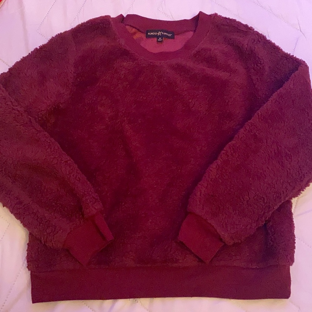 Maroon fuzzy sweatshirt